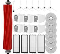 Kit d'accessoires pour Roborock Qrevo S/QRevo Pro/QRevo MaxV Robot Pièces de Rechange 1 Brosse Principale, 4 filtres HEPA, 6 serpillères, 6 brosses latérales, 6 Sacs à poussière, 1 Brosse