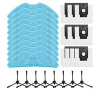 Kit d'accessoires pour robot aspirateur, 4 serpillères, 4 sacs à poussière, 4 brosses latérales, pièces de rechange pour un nettoyage efficace du sol et un balayage des bords, pour les maisons avec