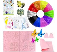 Kit d'accessoires pour stylo 3D, modèle de stylo 3D, filament PLA 10 couleurs, 1,75 mm par 5 m, grand tampon en silicone 45 x 28 cm, avec 2 protections pour les doigts, stylo 3D pour enfants et