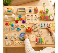 Kit d'accessoires pour tableau d'activités Montessori DIY, jouets sensoriels en bois, engrenages, interrupteurs, lumières LED, tambour, perles, jouet éducatif d'apprentissage Busy Board