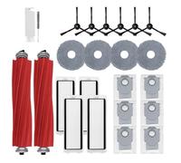 Kit d'accessoires Q Revo de rechange compatible avec robot aspirateur Roborock Q Revo, 2 brosses principales, 4 coussinets d'oreille en tissu, 6 brosses latérales, 4 filtres HEPA, 6 sacs de