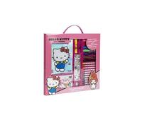 Kit d'activités Hello Kitty pour filles - Comprend des crayons, des plumes de couleurs, des autocollants et un bloc de dessin - Kit créatif Sanrio - Cadeau idéal pour colorier