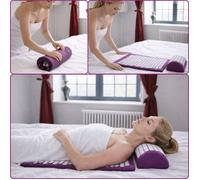 Kit d'acupression - INPHYSIO - Kit tapis + coussin - Prune - Housse coton - Tapis 74x42x2 cm