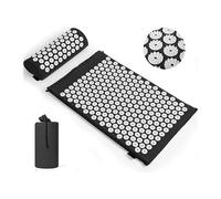 Kit d'acupression Tapis de Yoga FONGWAN avec Coussin et Sac Rangement, Soulage douleurs Dos et Cou - Noir noir