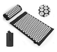 Kit d'acupression Tapis de Yoga FONGWAN avec Coussin et Sac Rangement, Soulage douleurs Dos et Cou - Noir