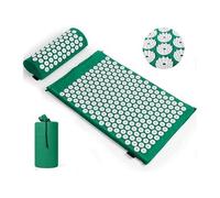 Kit d'acupression Tapis de Yoga FONGWAN avec Coussin et Sac Rangement, Soulage douleurs Dos et Cou - Vert vert