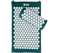 Kit d'acupression VITAL bleu, tapis 74 x 44 cm + coussin 36 x 15 x 10 cm + sac de transport en nylon. Housse 100% coton et fleurs en plastique dur hypoallergénique ABS (pétrole)