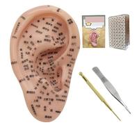 Kit d'acupuncture des graines d'oreille, autocollants d'oreille d'acupoint, 7,5 pouces..Modèle d'oreille, patch d'oreille, pinceau, stylo sonde, livre d'oreille, image, graines d'oreille d'acupunctur