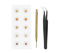 Kit D'acupuncture pour Graines D'oreille,Autocollants Auriculaires,Perles d'oreille sans Aiguilles,Patchs Jetables avec Stylo Sonde D'acupression pour Flux D'énergie, et Soutenir votre Beau (Jaune)
