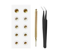 Kit D'acupuncture pour Graines D'oreille,Autocollants Auriculaires,Perles d'oreille sans Aiguilles,Patchs Jetables avec Stylo Sonde D'acupression pour Flux D'énergie, et Soutenir votre Beau (Dorée)