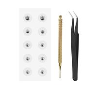 Kit D'acupuncture pour Graines D'oreille,Autocollants Auriculaires,Perles d'oreille sans Aiguilles,Patchs Jetables avec Stylo Sonde D'acupression pour Flux D'énergie, et Soutenir votre Beau (Argent)