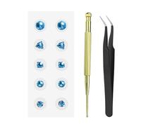 Kit D'acupuncture pour Graines D'oreille,Autocollants Auriculaires,Perles d'oreille sans Aiguilles,Patchs Jetables avec Stylo Sonde D'acupression pour Flux D'énergie, et Soutenir votre Beau (C-Bleu)