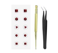 Kit D'acupuncture pour Graines D'oreille,Autocollants Auriculaires,Perles d'oreille sans Aiguilles,Patchs Jetables avec Stylo Sonde D'acupression pour Flux D'énergie, et Soutenir votre Beau (C-Rouge)
