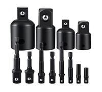 Kit d'adaptateur de boîtier d'impact, Adaptateur de douille perceuse et réducteur 12 pièces, rallonge tours, tournevis à écrou vitesse élevée