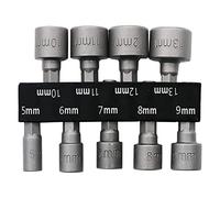 Kit d'adaptateur de boîtier d'impact, Lot de 9 tournevis électriques 5-13 mm, clé à douille métrique tige hexagonale 6,35