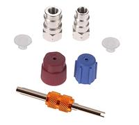 Kit d'Adaptateur de Conversion de Rénovation pour Climatisation de Voiture R-12 à R-134a Haute/Basse Côté Jeu de Bouchons de Raccord Système de Climatisation AC