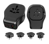 Kit d'adaptateur de Prise Universelle avec Prise Amovible, Prise d'alimentation Mondiale avec 2xUSB-C + 1xUSB-A et 4 Prises AC pour US/CA/AU/UK/EU/Chine Adaptateur de Voyage