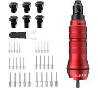 Kit d'Adaptateur de Rivet pour Perceuse Électrique, Pince à Riveter Professionnelle Riveteuse, Pince Rivet Aveugle avec 6 Têtes de Rivet, Étui de Transport Robuste