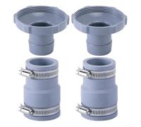 Kit d'adaptateur de tuyau de piscine pour tuyau de 3,2 cm à 3,8 cm - Connecteur de pompe de piscine avec pinces - Adaptateur de tuyau de rechange pour Intex/Bestway/Hayward (2 ensembles)