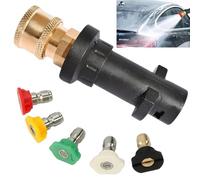 Kit d'adaptateur pour nettoyeur haute pression 6,35 mm, raccord femelle à connexion rapide, adaptateur de nettoyeur haute pression avec 5 buses de pulvérisation, accessoires P-ressure W-asher