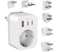 Kit d'adaptateur Prise Universelle, Adaptateur Voyage avec USB-A/Type-C, Adaptateur de Prise de Type G/B/I/A/M/D Adaptateur Universel de Voyage pour Le Royaume-Uni/Les États-Unis/l'Australie/Le Japon