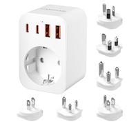 Kit d'adaptateur Prise Universelle, Adaptateur Voyage avec USB-A/Type-C, Adaptateur de Prise de Type G/B/I/A/M/D Adaptateur Universel de Voyage pour Le Royaume-Uni/Les États-Unis/l'Australie/Le Japon