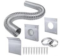 Kit d'admission d'air frais pour poêle à granulés 5,1 x 152,4 cm en aluminium pour tuyau Flex extérieur avec plaque murale, pare-pluie, 1 tuyau coudé en aluminium, 2 colliers de serrage de canal