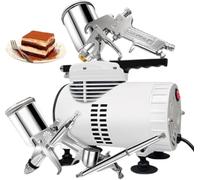 Kit daérographe 220 V 180 W la décoration de gâteaux, le nail art et la coloration de maquettes, avec compresseur à double ventilateur et 3 pistolets, usage polyvalent