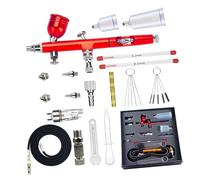 Kit d'aérographe double action avec buse aiguille 0,2/0,3/0,5 mm et fluide d'alimentation gravitationnelle pour modélisme
