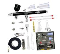 Kit d'aérographe double action avec buse aiguille 0,2/0,3/0,5 mm et fluide d'alimentation gravitationnelle pour aérographe multifonction portable