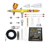 Kit d'aérographe double action avec buses de 0,2 mm, 0,3 mm, 0,5 mm, multifonctionnel à main avec tuyau d'air, kit de nettoyage léger pour peinture automobile