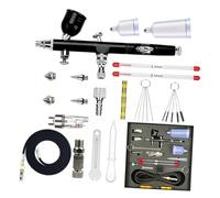 Kit d'aérographe double action avec buses de 0,2 mm, 0,3 mm, 0,5 mm, multifonctionnel à main avec tuyau d'air, kit de nettoyage léger pour peinture automobile
