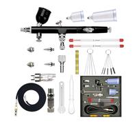 Kit d'aérographe double action avec buses de 0,2 mm, 0,3 mm, 0,5 mm, multifonctionnel à main avec tuyau d'air, kit de nettoyage léger pour peinture automobile
