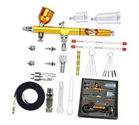 Kit d'aérographe double action avec buses de 0,2 mm, 3 mm, 5 mm, aérographe portatif multifonctionnel avec tuyau d'air de nettoyage double action