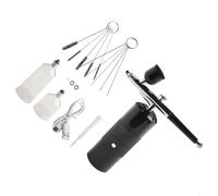 Kit d'aérographe portable sans fil avec pointe de 0,3 mm, contrôle de pression à 3 vitesses et sortie 160 kPa pour peinture automobile, détails de moto, clou A (noir B)