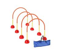 PawHut Kit d'équipement d'agilité pour Chien, kit d'agilité pour Chien avec 4 Portes à Largeur réglable, Sac de Transport, Assemblage Facile, Agility à Chien Portable, Jaune et Orange