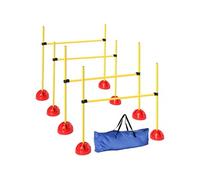 Kit d'agilité pour chien - 4 obstacles haies réglables en hauteur, sac de transport - plastique jaune rouge