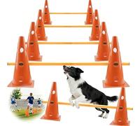 Kit d'agility pour chiens de petite taille, appareil de dressage d'agilité pour enfants, obstacles pour chevaux et parcours de chien, cône d'entrainement réglable de 23 cm de hauteur - 5 barres