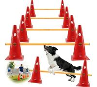 Kit d'agility pour chiens de petite taille, appareil de dressage d'agilité pour enfants, obstacles pour chevaux et parcours de chien, cône d'entrainement réglable de 23 cm de hauteur - 5 barres