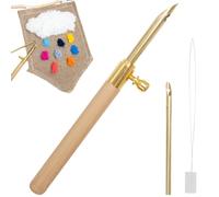 Kit d'aiguilles à broder, 7 mm et 5 mm, avec longueur réglable également | Jeu d'aiguilles Punch pour fil avec manche en bois | Pour, adultes et femmes