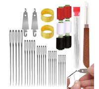 Kit d'aiguilles à coudre à main en acier inoxydable gros chas de 37 pièces avec enfile-aiguille, dé coudre et bobines de fil, ensemble couture complet pour adultes, réparation bricolag