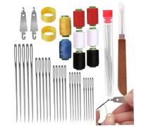 Kit d'aiguilles à coudre en acier à gros chas de 39 pièces pour adultes, ensemble d'aiguilles coudre la main en acier inoxydable avec enfile-aiguille et bobines de fil dé