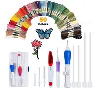 Kit D'aiguilles À Poinçonner Avec Outil En Acier Inoxydable, Fils À Broder, Ciseaux, Aiguilles Et Accessoires Pour Débutants