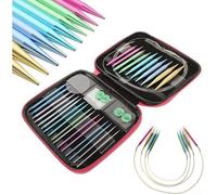 Kit d'aiguilles à tricoter circulaires - 26pcs - Aluminium - Multi-couleur - Tailles 2.75mm-10mm