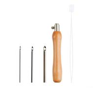 Kit d'aiguilles de poinçonnage pour broderie et tissage à la main - Stylo de broderie réglable avec manche en bois, enfile-aiguille intégré, outil de feutrage pour projets d'artisanat (A)