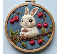 Kit d'aiguilles de poinçonnage pour débutants, adorable lapin à pattes courtes, kit de couture pour adultes, kit de poinçonnage pour adultes, projet décoratif fait à la main pour la maison