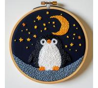 Kit d'aiguilles de poinçonnage pour débutants, adorable pingouin mignon pour projet d'art saisonnier, kit de couture pour adultes, kit de poinçonnage pour adultes, idée festive faite à la main