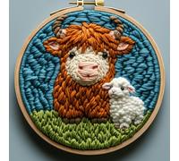 Kit d'aiguilles de poinçonnage pour débutants, adorable vache des Highlands au design charmant pour adultes, kit de poinçonnage pour adultes, kit d'artisanat