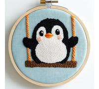 Kit d'aiguilles de poinçonnage pour débutants, broderie festive en forme de pingouin mignon, artisanat décoratif saisonnier, kit de couture pour adultes, kit de poinçonnage pour adultes, idée de