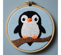 Kit d'aiguilles de poinçonnage pour débutants, broderie pingouin mignon, projet d'art décoratif fait à la main, kit de couture pour adultes, kits de poinçonnage pour adultes, bricolage saisonnier